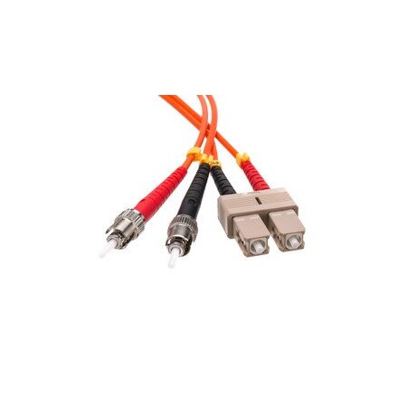 Cable Wholesale SC/UPC to ST/UPC OM2 Duplex 2.0mm Fiber Optic Patch Cord, OFNR, Multimode 50/125, Orange SCST-11001